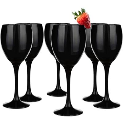 Glasmark KROSNO 1992 vinglas-set, glas, 6 stycken 300 ml vitvinsglas, rödvinsglas, vin, glas, dessert, coctail vattenglas, diskmaskinssäker, svart Glasmark KROSNO 1992 vinglas-set, glas, 6 stycken 300 ml vitvinsglas, rödvinsglas, vin, glas, dessert, coctail vattenglas, diskmaskinssäker, svart