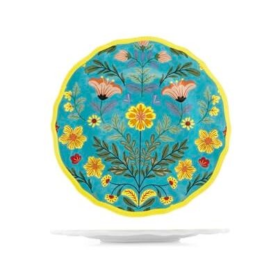 H&H , Set med 6 frukttallrikar i Melamin dekorerad – Blossom Collection, Ø 23 cm, blommönster och färgglad kant, hållbar, okrossbar, perfekt för utomhusbruk, camping, trädgård, terrass, husbil H&H , Set med 6 frukttallrikar i Melamin dekorerad – Blossom Collection, Ø 23 cm, blommönster och färgglad kant, hållbar, okrossbar, perfekt för utomhusbruk, camping, trädgård, terrass, husbil