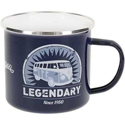 BRISA VW Collection Volkswagen stor emalj kaffe te cappuccino-kopp kopp havregryn mugg för camping och utomhus T1-buss (500 ml/Legendary/blå) BRISA VW Collection Volkswagen stor emalj kaffe te cappuccino-kopp kopp havregryn mugg för camping och utomhus T1-buss (500 ml/Legendary/blå)