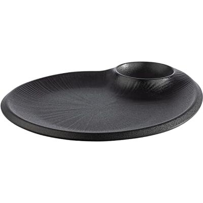 APS 85075 melaminttallrik NERO med integrerad dippskål, serveringstallrik för många livsmedel, 30,0 x 25,0 x 2,5 cm APS 85075 melaminttallrik NERO med integrerad dippskål, serveringstallrik för många livsmedel, 30,0 x 25,0 x 2,5 cm