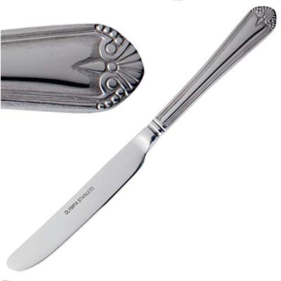 Olympia C148 Jesmond Dessert Knife, Solid Handle, High Polish Finish 180, Stainless Steel, 213 mm Length (Pack of 12) Olympia C148 Jesmond Dessert Knife, Solid Handle, High Polish Finish 180, Stainless Steel, 213 mm Length (Pack of 12)