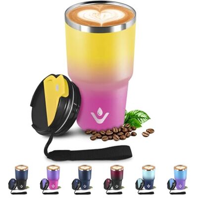 JAPORIA Termisk mugg 600 ml 20 uns, kaffetermos med dubbelskuren återanvändbar, isolerad flaska i rostfritt stål, BPA-fri, resemugg för kaffe, termisk kopp för Viajes, Oficina, Deporte, Escuela JAPORIA Termisk mugg 600 ml 20 uns, kaffetermos med dubbelskuren återanvändbar, isolerad flaska i rostfritt stål, BPA-fri, resemugg för kaffe, termisk kopp för Viajes, Oficina, Deporte, Escuela