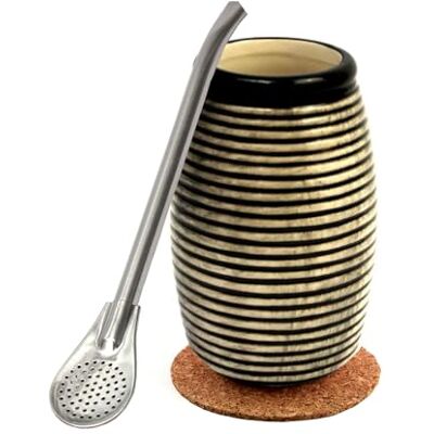 Mate Green Set med keramikmugg för Yerba mate-te ● Mate temugg 260 ml ● Rostfritt stål sugrör Bombilla 19 cm ● Korkdyna ● Rostfritt stål halm och keramik yerba mate tea kopp Mate Green Set med keramikmugg för Yerba mate-te ● Mate temugg 260 ml ● Rostfritt stål sugrör Bombilla 19 cm ● Korkdyna ● Rostfritt stål halm och keramik yerba mate tea kopp