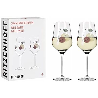 RITZENHOFF 3611002 vitvinsglas 300 ml – serie sommardröm set nr 2 – 2 stycken med akvarellcirklar – Made in Germany RITZENHOFF 3611002 vitvinsglas 300 ml – serie sommardröm set nr 2 – 2 stycken med akvarellcirklar – Made in Germany