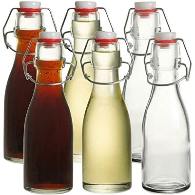 Cuisine Elegance Mini Clip Top flaskor 150 ml set med 6 glas lufttäta konserveringsflaskor med svängtopp flip topp 150 ml klara glasflaskor för olja, vinäger, smaktillsatser, vatten, juice, drycker med snäv propp Cuisine Elegance Mini Clip Top flaskor 150 ml set med 6 glas lufttäta konserveringsflaskor med svängtopp flip topp 150 ml klara glasflaskor för olja, vinäger, smaktillsatser, vatten, juice, drycker med snäv propp