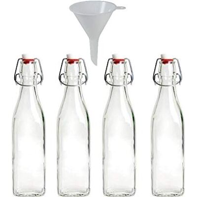 mikken Viva Haushaltswaren – 4 små glasflaskor med klämstängning, 250 ml (fyrkantig form) för självfyllning. Inkluderar tratt mikken Viva Haushaltswaren – 4 små glasflaskor med klämstängning, 250 ml (fyrkantig form) för självfyllning. Inkluderar tratt