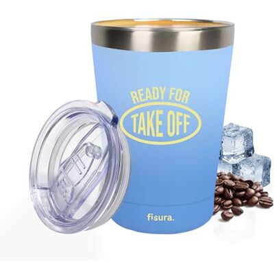 FISURA – Original termosmugg "Ready". Blå termosmugg för kaffe att ta med. Kaffemugg 310 milliliter. Termosmugg i rostfritt stål. BPA-fri. Mugg för bilen. FISURA – Original termosmugg "Ready". Blå termosmugg för kaffe att ta med. Kaffemugg 310 milliliter. Termosmugg i rostfritt stål. BPA-fri. Mugg för bilen.