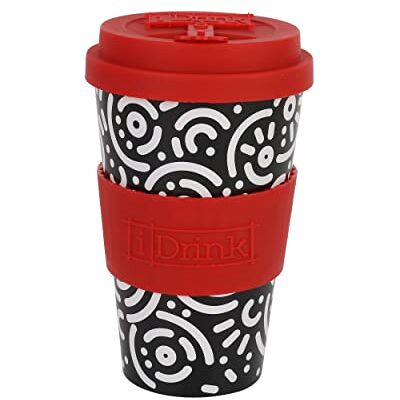 IDRINK ® RPET-kopp för kaffe med öppningsbar silikonlock, lätt att bära 435 ml, Återvunnen plast takeaway mugg 8,7 x 8,7 x 15 cm ergonomisk 435 ml (GEOMETRIC) IDRINK ® RPET-kopp för kaffe med öppningsbar silikonlock, lätt att bära 435 ml, Återvunnen plast takeaway mugg 8,7 x 8,7 x 15 cm ergonomisk 435 ml (GEOMETRIC)