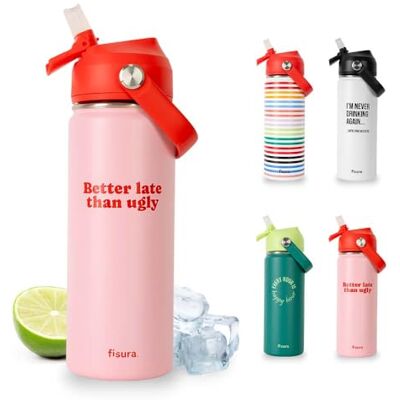 FISURA – Original termosflaska "better late than ugly”. 500 ml, tillverkad i rostfritt stål, fri från BPA. Utrustad med sugrör, perfekt för träning, resor, utomhusaktiviteter och kontoret. FISURA – Original termosflaska "better late than ugly”. 500 ml, tillverkad i rostfritt stål, fri från BPA. Utrustad med sugrör, perfekt för träning, resor, utomhusaktiviteter och kontoret.