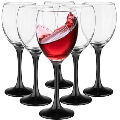 Glasmark KROSNO 1992 vinglas-set, glas, 6 stycken 300 ml vitvinsglas, rödvinsglas, vin, glas, dessert, coctail vattenglas, diskmaskinssäker, svart handtag, vinben, svart Glasmark KROSNO 1992 vinglas-set, glas, 6 stycken 300 ml vitvinsglas, rödvinsglas, vin, glas, dessert, coctail vattenglas, diskmaskinssäker, svart handtag, vinben, svart