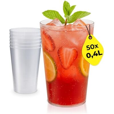 Silverkitchen 50 x plastmuggar 0,4 l återanvändbara – stapelbar, diskmaskinssäker, återanvändbar kopp med kalibrering, BPA-fri, tunn och robust – tillverkad i Tyskland Silverkitchen 50 x plastmuggar 0,4 l återanvändbara – stapelbar, diskmaskinssäker, återanvändbar kopp med kalibrering, BPA-fri, tunn och robust – tillverkad i Tyskland