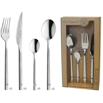 Lou Laguiole Set med 24 bordsbestick för 6 personer Alliance 18/0 rostfritt stål, glansig finish tjocklek 4 mm rostfritt stål Lou Laguiole Set med 24 bordsbestick för 6 personer Alliance 18/0 rostfritt stål, glansig finish tjocklek 4 mm rostfritt stål