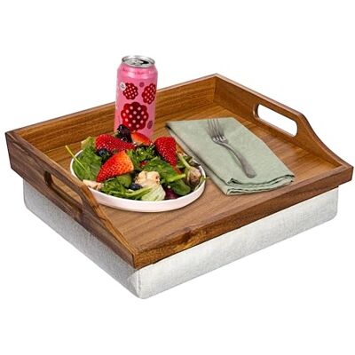 Rossie Home Acacia Wood Bed Tray Lap Desk with Detachable Cushion, Serving Tray Natural Fits up to 15.6 Inch Laptops Style No. 76106 Rossie Home Acacia Wood Bed Tray Lap Desk with Detachable Cushion, Serving Tray Natural Fits up to 15.6 Inch Laptops Style No. 76106