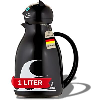 Helios termoskanna termos svart 1 l – 6 h varma – håller drycker varma och kalla – enkel rengöring – perfekt för kaffe och te Helios termoskanna termos svart 1 l – 6 h varma – håller drycker varma och kalla – enkel rengöring – perfekt för kaffe och te