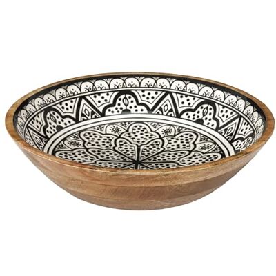 HOME DECO FACTORY , KA0571, Black Dune Mango Wood Salladsskål, modern och elegant design, perfekt för servering av sallader och olika rätter, diameter 33 cm, svart färg HOME DECO FACTORY , KA0571, Black Dune Mango Wood Salladsskål, modern och elegant design, perfekt för servering av sallader och olika rätter, diameter 33 cm, svart färg