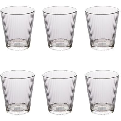 Tivoli Set med 6 vattenglas i glas, 350 ml, randig dekor, trevligt Tivoli Set med 6 vattenglas i glas, 350 ml, randig dekor, trevligt