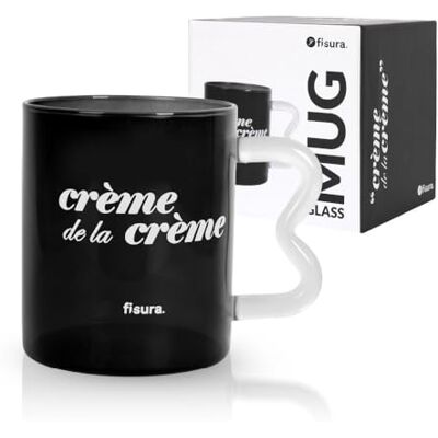 FISURA – Svart glas mugg “crème” i borosilikat med transparent handtag, elegant kaffekopp eller temugg, stilren mugg i glas på 410 ml för te och kaffe. FISURA – Svart glas mugg “crème” i borosilikat med transparent handtag, elegant kaffekopp eller temugg, stilren mugg i glas på 410 ml för te och kaffe.