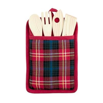 H&H Tartan tvättställ i återvunnen bomull, med 4 verktyg och rengöringsduk H&H Tartan tvättställ i återvunnen bomull, med 4 verktyg och rengöringsduk