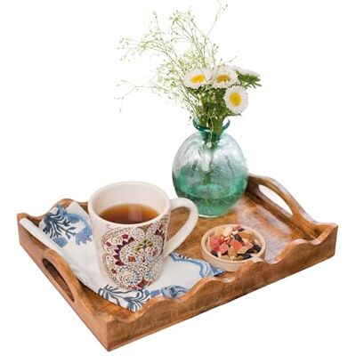 Mela Artisans ottoman trä serveringsbricka medium, kammussla vitbränd Dekorativt mangoträ Servera frukost, andra livsmedel, kaffe och te Rustik heminredning 35,5 cm x 25,4 cm x 6,3 cm Mela Artisans ottoman trä serveringsbricka medium, kammussla vitbränd Dekorativt mangoträ Servera frukost, andra livsmedel, kaffe och te Rustik heminredning 35,5 cm x 25,4 cm x 6,3 cm