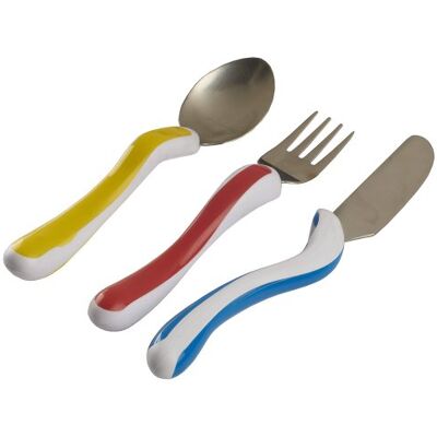 NRS Healthcare 3-delad Easy Grip barnbestickset, rostfritt stål, flerfärgad NRS Healthcare 3-delad Easy Grip barnbestickset, rostfritt stål, flerfärgad