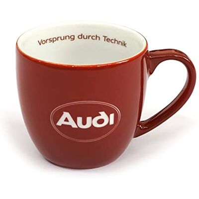 Audi A8-8053 kopp porslin mugg kaffekopp med text utsprång genom teknik, oval logotyp, röd Audi A8-8053 kopp porslin mugg kaffekopp med text utsprång genom teknik, oval logotyp, röd
