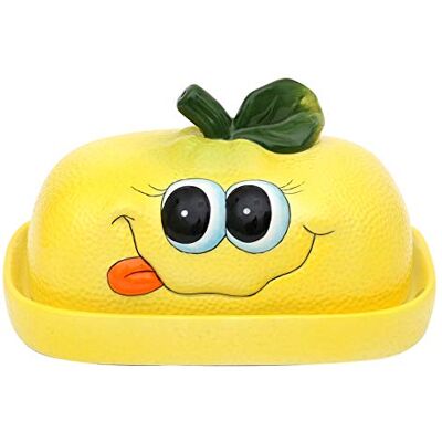 Dekohelden24 Keramisk smörburk/smörbehållare som citron i gult, mått ca 16,5 x 11 x 10 cm Dekohelden24 Keramisk smörburk/smörbehållare som citron i gult, mått ca 16,5 x 11 x 10 cm
