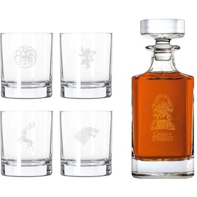 Joytoy Game of Thrones Whiskyset med 4 whiskyglas och whiskyflaskor med gravyr – i högkvalitativ presentförpackning Joytoy Game of Thrones Whiskyset med 4 whiskyglas och whiskyflaskor med gravyr – i högkvalitativ presentförpackning