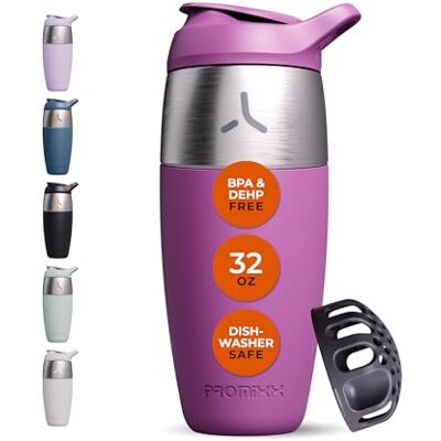 Promixx Pursuit Shaker Cup i rostfritt stål – 950 ml metallproteinskakare flaska med snäpp-fit-omrörare för släta skakningar – läckagesäker, BPA-fri, diskmaskinssäker – mullbär Promixx Pursuit Shaker Cup i rostfritt stål – 950 ml metallproteinskakare flaska med snäpp-fit-omrörare för släta skakningar – läckagesäker, BPA-fri, diskmaskinssäker – mullbär
