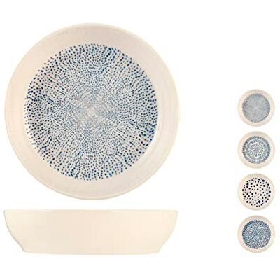 H&H Atlas Bakgrundsplatta i Stoneware, Blandade dekorationer, Blå och Vit, 20cm H&H Atlas Bakgrundsplatta i Stoneware, Blandade dekorationer, Blå och Vit, 20cm