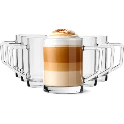 Glasmark KROSNO 1992 Set med 6 kaffekoppar cappuccino mjölk te genomskinlig med handtag och botten tjock 270 ml Glasmark KROSNO 1992 Set med 6 kaffekoppar cappuccino mjölk te genomskinlig med handtag och botten tjock 270 ml