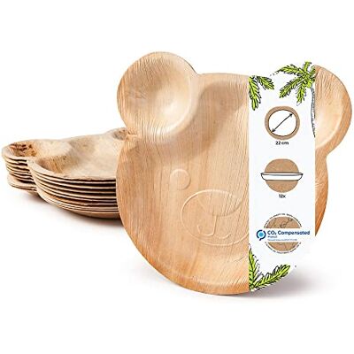 GREENBOX Palmware Party barnfödelsedag, tallrik i söt björndesign I 12 stycken palmblad, engångstallrikar 22 x 24 cm I engångsservis tallrik stabil, 100% biologisk och helt komposterbar, beige GREENBOX Palmware Party barnfödelsedag, tallrik i söt björndesign I 12 stycken palmblad, engångstallrikar 22 x 24 cm I engångsservis tallrik stabil, 100% biologisk och helt komposterbar, beige