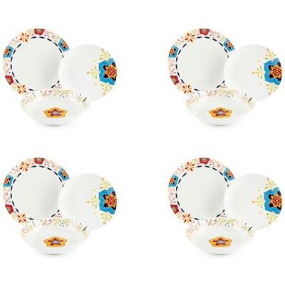 Excelsa Tex Mex Multifärg 12 styck Porslin, Set med 4 personer Excelsa Tex Mex Multifärg 12 styck Porslin, Set med 4 personer