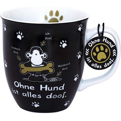 Sheepworld kopp med motiv "utan hund" porslin, 40 cl, ordspråkskopp present, födelsedag, hundvän 45704 Sheepworld kopp med motiv "utan hund" porslin, 40 cl, ordspråkskopp present, födelsedag, hundvän 45704