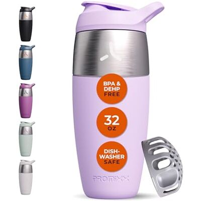 Promixx Pursuit Shaker Cup i rostfritt stål – 950 ml metallproteinskakare flaska med snäpp-fit-omrörare för släta skakningar – läckagesäker, BPA-fri, diskmaskinssäker – lila Promixx Pursuit Shaker Cup i rostfritt stål – 950 ml metallproteinskakare flaska med snäpp-fit-omrörare för släta skakningar – läckagesäker, BPA-fri, diskmaskinssäker – lila