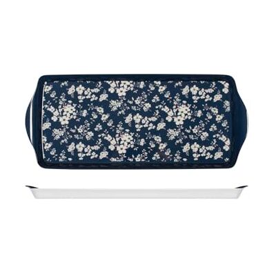 H&H Blå Melamin bricka med vita blommor, 38 x 16,5 cm H&H Blå Melamin bricka med vita blommor, 38 x 16,5 cm