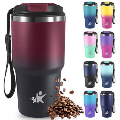Mujigaga Resemugg- 600 ml Kaffe- Termosflaska, Termisk Tumbler med lock, bärbar lufttät, resemugg, bärbar lufttät, Travel Tumbler för varmt och kallt kaffe, vatten och te Mujigaga Resemugg- 600 ml Kaffe- Termosflaska, Termisk Tumbler med lock, bärbar lufttät, resemugg, bärbar lufttät, Travel Tumbler för varmt och kallt kaffe, vatten och te
