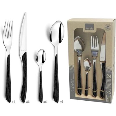 Amefa Eclat Nature Servizio di pose da 24 pezzi Legno/Nero Amefa Eclat Nature Servizio di pose da 24 pezzi Legno/Nero