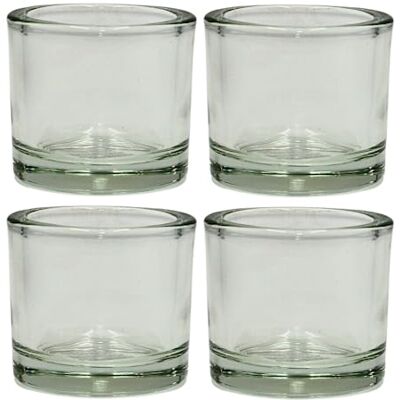 Dekohelden24 Vindljusglas/värmeljusglas i set om 4, klar/transparent av glas, enkelt och elegant, storlek: H/Ø ca 5,5 x 6 cm Dekohelden24 Vindljusglas/värmeljusglas i set om 4, klar/transparent av glas, enkelt och elegant, storlek: H/Ø ca 5,5 x 6 cm