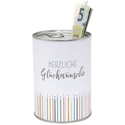 Dekohelden24 155624 metall pengabox – konservburkdesign – motiv: Hjärtligt grattis Ø 8,6 cm x H 12 cm Dekohelden24 155624 metall pengabox – konservburkdesign – motiv: Hjärtligt grattis Ø 8,6 cm x H 12 cm