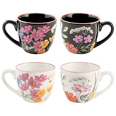 H&H Caroline Set 6 Kaffekoppar, New Bone China, Black&White, 80cc H&H Caroline Set 6 Kaffekoppar, New Bone China, Black&White, 80cc