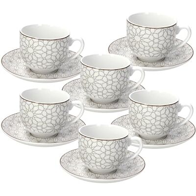 Tognana Habana 6-pack tekoppar med tefat porslin, beige Tognana Habana 6-pack tekoppar med tefat porslin, beige
