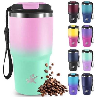 Mujigaga Resemugg- 600 ml Termiskt glas, återanvändbara kaffekoppar för resor, termos, läckagesäker, resemugg för kaffe och te, varmt och kallt kaffe Mujigaga Resemugg- 600 ml Termiskt glas, återanvändbara kaffekoppar för resor, termos, läckagesäker, resemugg för kaffe och te, varmt och kallt kaffe
