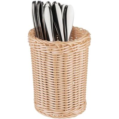 APS 40130 ECONOMIC polypropen bestick dispenser, flätverk, Ø 12 x 15 cm, beige APS 40130 ECONOMIC polypropen bestick dispenser, flätverk, Ø 12 x 15 cm, beige