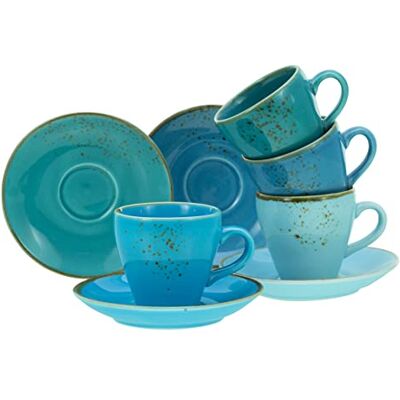 Creatable , 23698, serie Nature Collection AQUA bistrokoppar, espressoset 8 delar, stengods Creatable , 23698, serie Nature Collection AQUA bistrokoppar, espressoset 8 delar, stengods