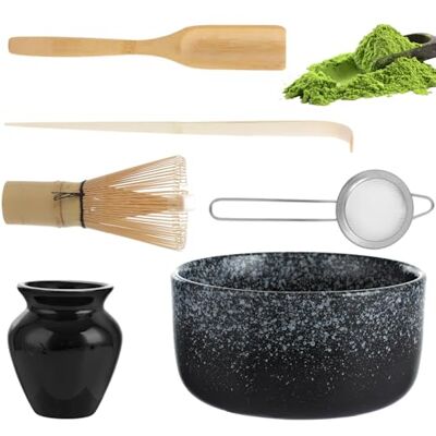 ASelected Matcha-set, Matcha kvast, set med 6, macha teset med matcha, kvast, matcha, skål, tesked, tesil, kvasthållare, matcha-startset för olika dryckespulver som kakao eller proteinshakes ASelected Matcha-set, Matcha kvast, set med 6, macha teset med matcha, kvast, matcha, skål, tesked, tesil, kvasthållare, matcha-startset för olika dryckespulver som kakao eller proteinshakes
