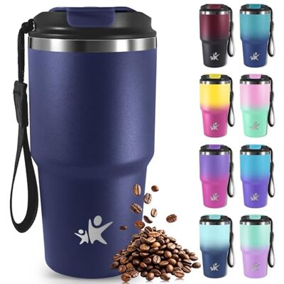 Mujigaga 20 oz termisk mugg, termoskaffe, termosglas med läckagesäkert lock, resemugg, bärbar lufttät, resemugg för varmt och kallt kaffe, vatten och te Mujigaga 20 oz termisk mugg, termoskaffe, termosglas med läckagesäkert lock, resemugg, bärbar lufttät, resemugg för varmt och kallt kaffe, vatten och te