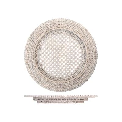 H&H rund underplatta med vit rottingvinge 32 cm H&H rund underplatta med vit rottingvinge 32 cm
