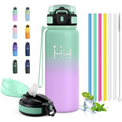 JAPORIA Botella Térmica 750 ml, isolerad dubbelvägg, återanvändbar vattenflaska med sugrör, läckagesäker, perfekt för skola, vuxna, kontor, yoga JAPORIA Botella Térmica 750 ml, isolerad dubbelvägg, återanvändbar vattenflaska med sugrör, läckagesäker, perfekt för skola, vuxna, kontor, yoga