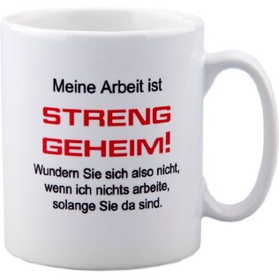geschenke-fabrik.de Kopp med ordspråk: ”Mitt arbete är strikt hemlig.” för kontoret – rolig – kollega – kock geschenke-fabrik.de Kopp med ordspråk: ”Mitt arbete är strikt hemlig.” för kontoret – rolig – kollega – kock