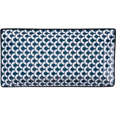 Tivoli Set med 6 rektangulär tefat i stengods 24 x 12 cm, geometrisk dekoration, förvirring Tivoli Set med 6 rektangulär tefat i stengods 24 x 12 cm, geometrisk dekoration, förvirring